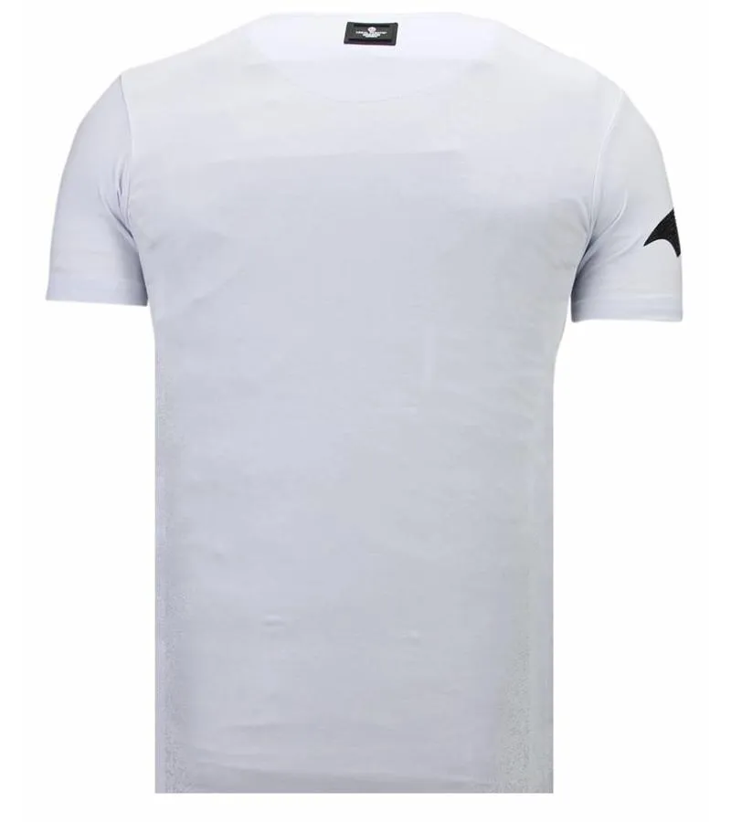 CAMISETAS  BADMAN  RHINESTONE CAMISETAS   BLANCO