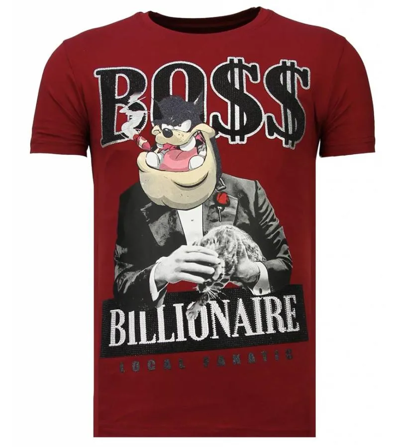 CAMISETAS  BILLIONAIRE BOSS  RHINESTONE CAMISETAS   BURDEOS