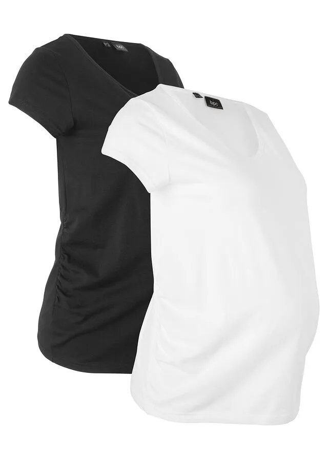 CAMISETAS BáSICAS PREMAMá (2 UNIDADES) NEGROBLANCO