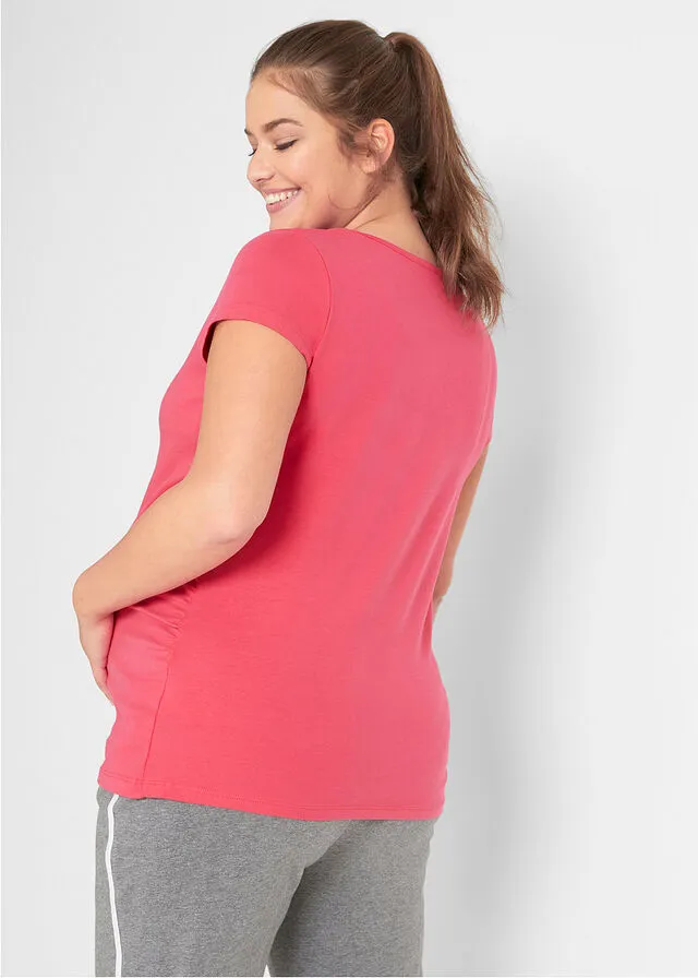 CAMISETAS BáSICAS PREMAMá (2 UNIDADES) ROSA HIBISCOGRIS PIZARRA
