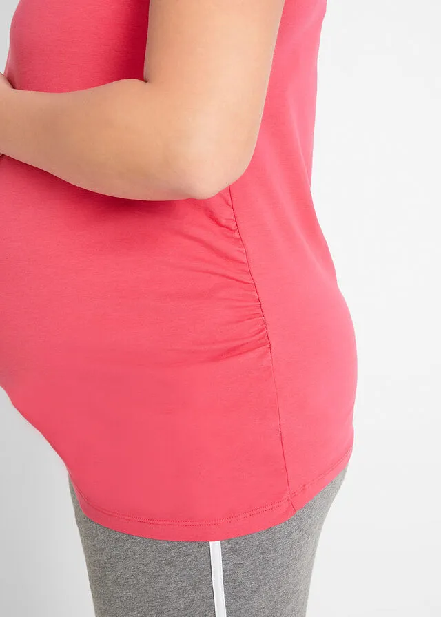 CAMISETAS BáSICAS PREMAMá (2 UNIDADES) ROSA HIBISCOGRIS PIZARRA