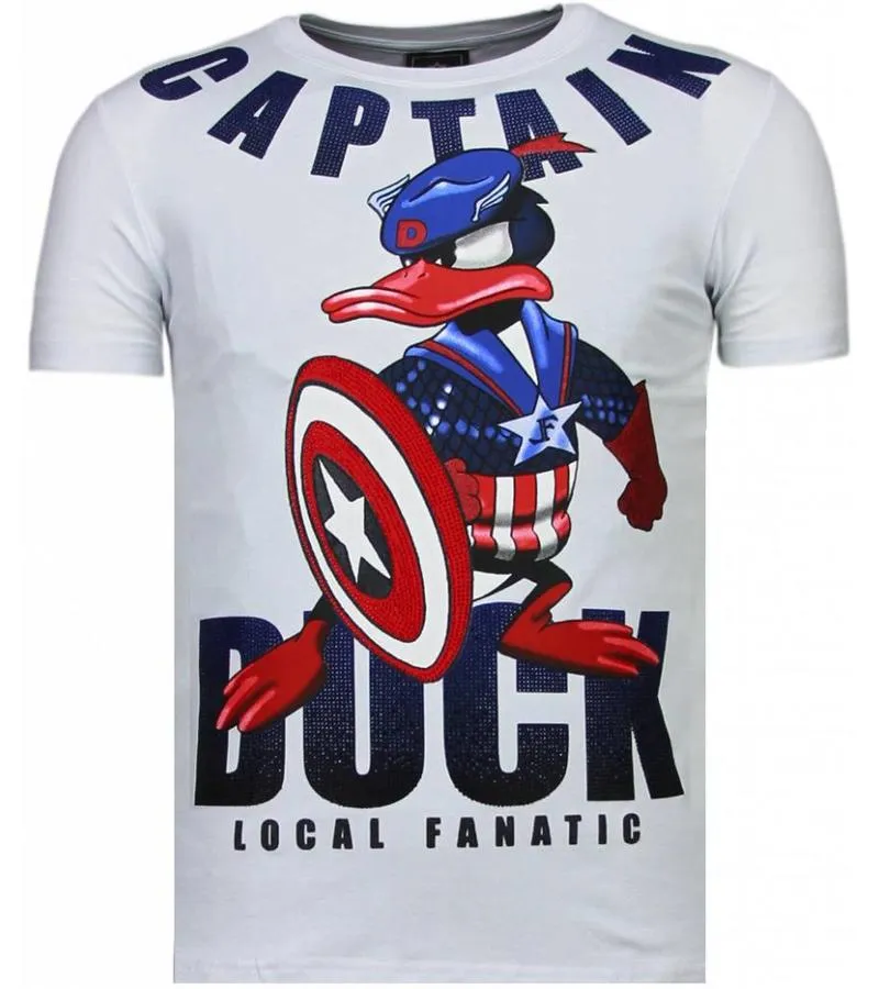 CAMISETAS  CAPTAIN DUCK  RHINESTONE CAMISETAS  BLANCO