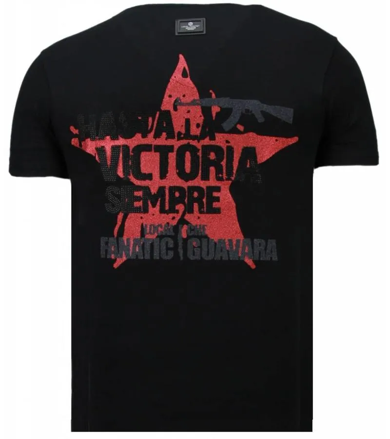 CAMISETAS  CHE GUEVARA COMANDANTE RHINESTONE CAMISETAS PERSONALIZADAS  NEGRO