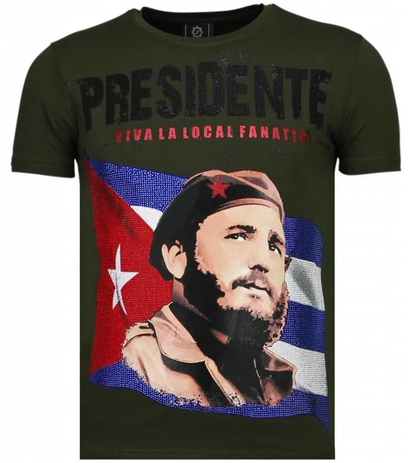 CAMISETAS  CHE GUEVARA COMANDANTE RHINESTONE CAMISETAS PERSONALIZADAS  VERDE