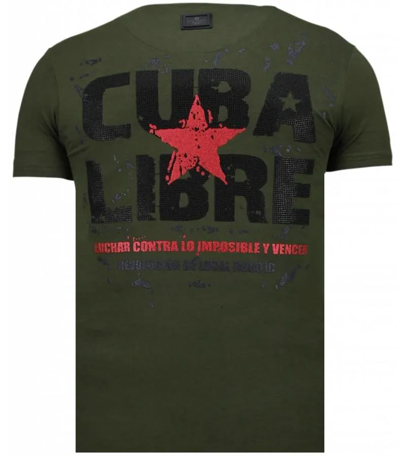 CAMISETAS  CHE GUEVARA COMANDANTE RHINESTONE CAMISETAS PERSONALIZADAS  VERDE