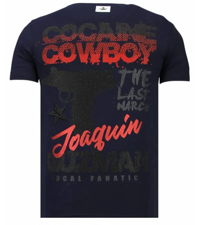 CAMISETAS  COCAINE COWBOY  RHINESTONE CAMISETAS   AZUL