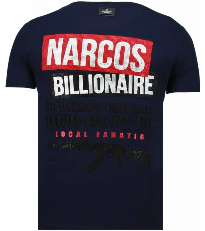 CAMISETAS  EL PATRON NARCOS BILLIONAIRE RHINESTONE CAMISETAS  AZUL