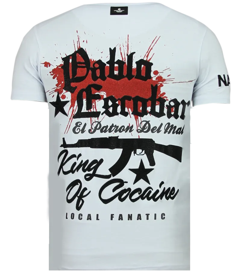 CAMISETAS  EL PATRON PABLO  RHINESTONE CAMISETAS  BLANCO