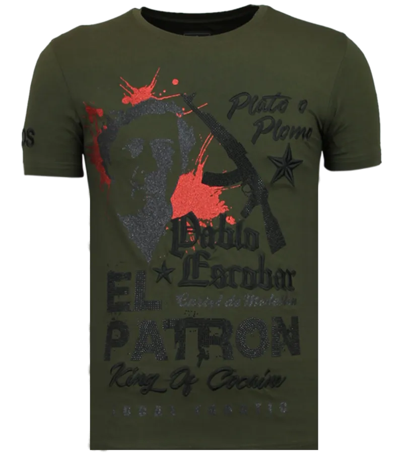 CAMISETAS  EL PATRON PABLO  RHINESTONE CAMISETAS  VERDE
