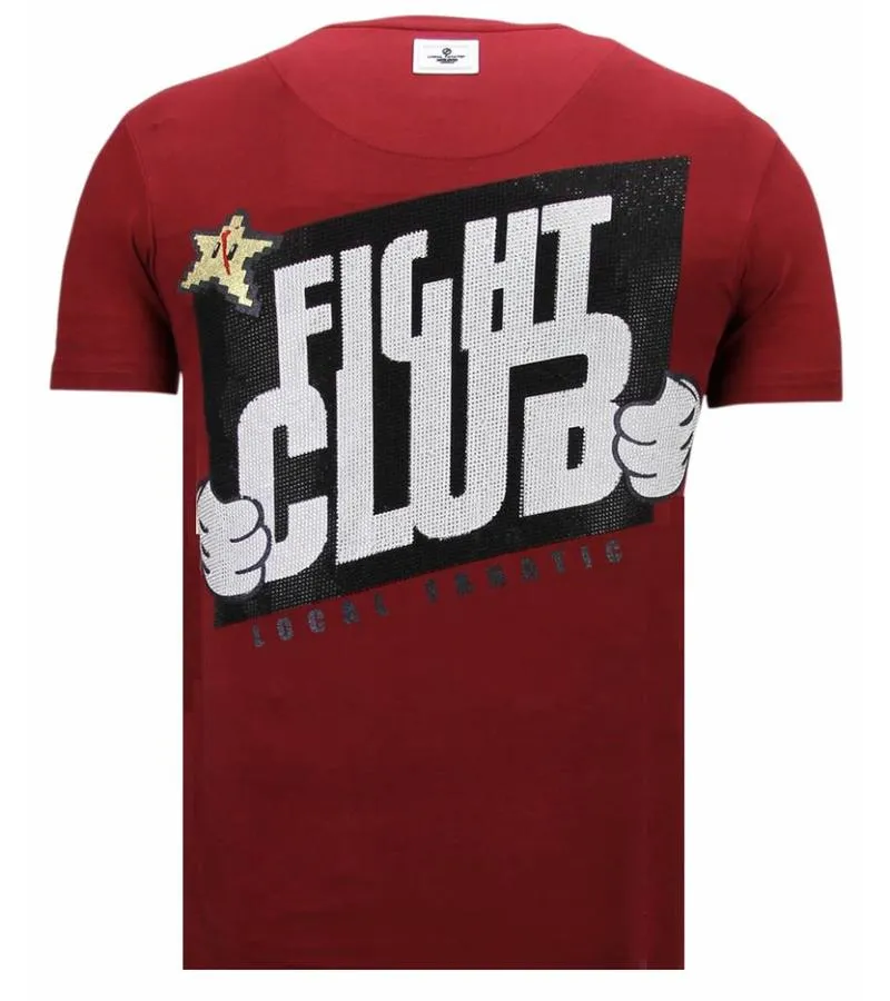CAMISETAS  FIGHT CLUB MARIO  RHINESTONE CAMISETAS   BURDEOS