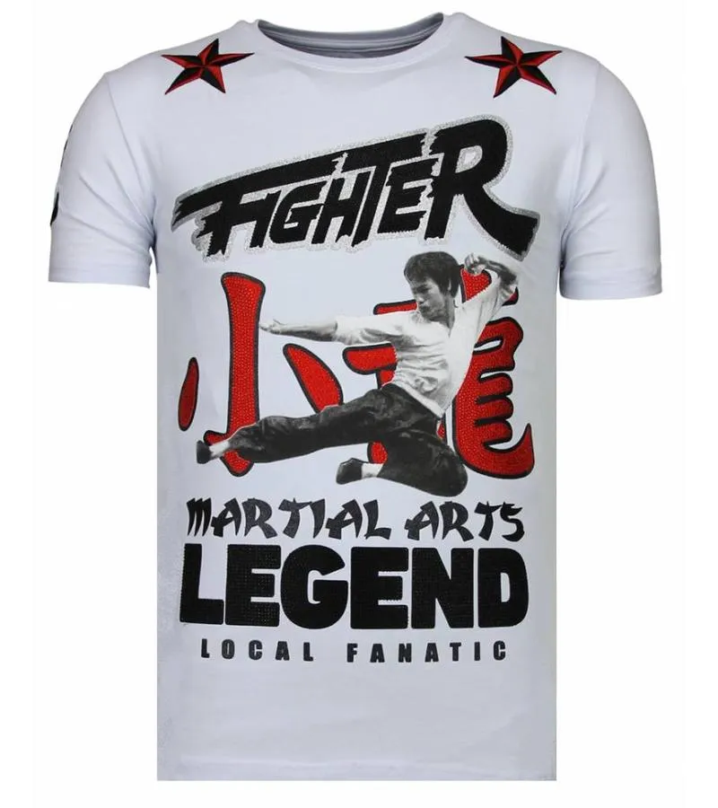 CAMISETAS  FIGHTER LEGEND  RHINESTONE CAMISETAS   BLANCO