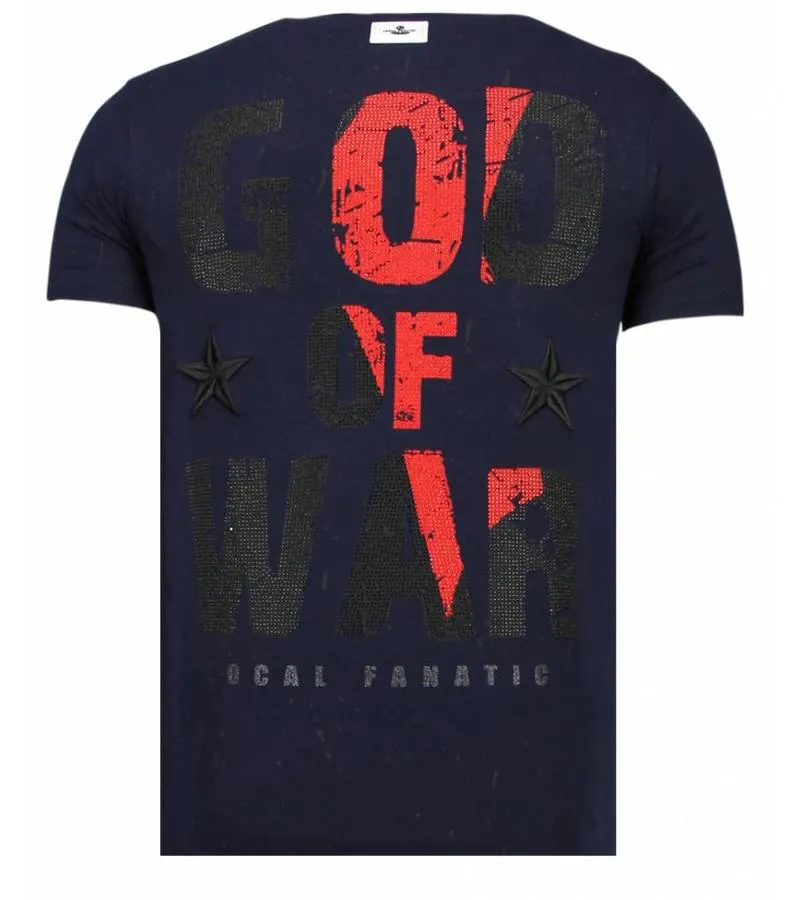 CAMISETAS  GOD OF WAR  RHINESTONE CAMISETAS  AZUL