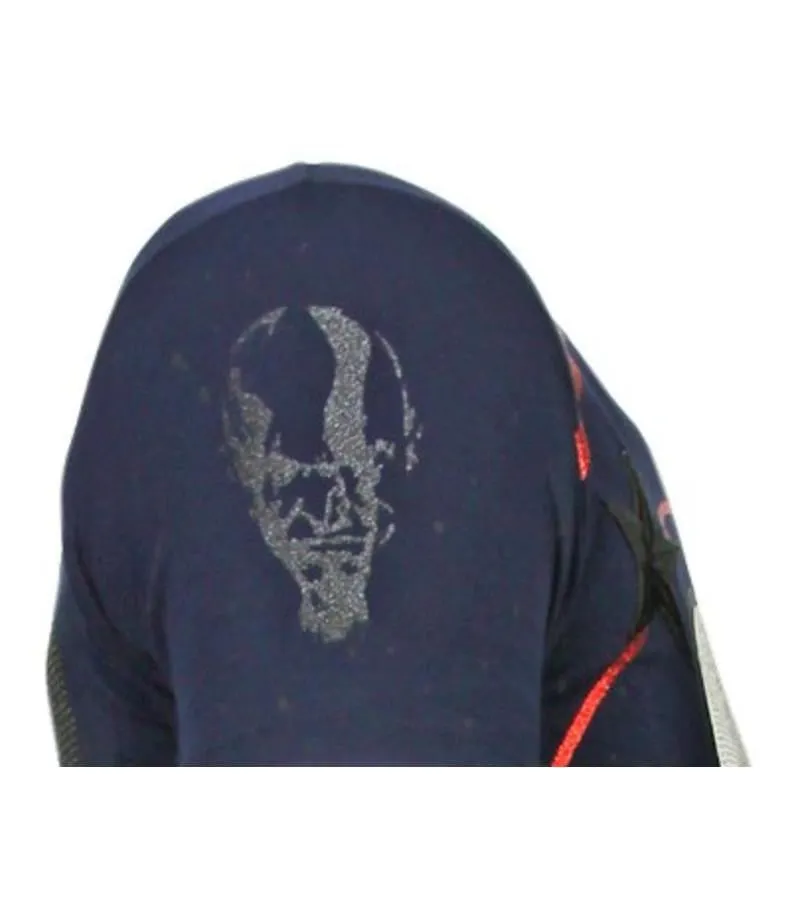 CAMISETAS  GOD OF WAR  RHINESTONE CAMISETAS  AZUL