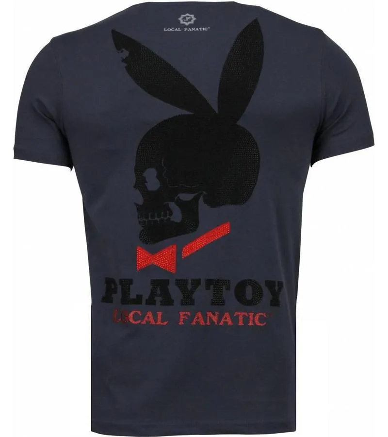 CAMISETAS  GOD SAVE PLAYTOY RHINESTONE CAMISETAS PERSONALIZADAS  GRIS OSCURO