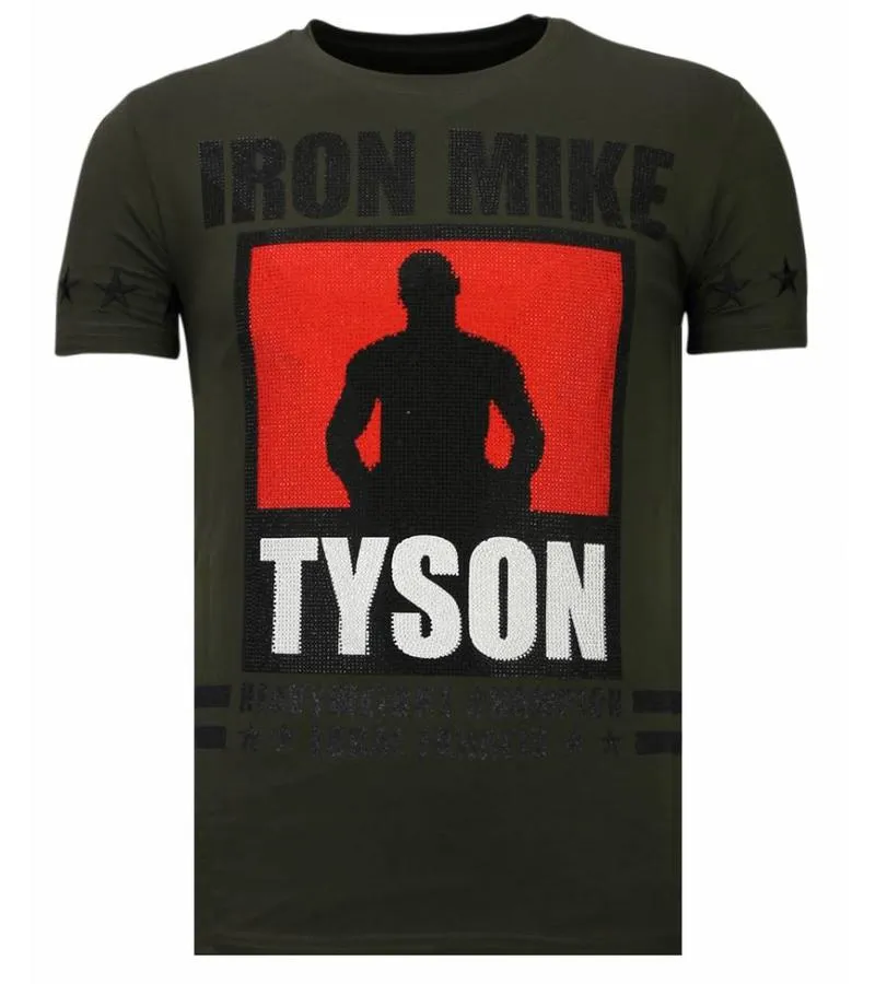 CAMISETAS  IRON  MIKE TYSON  RHINESTONE CAMISETAS   VERDE