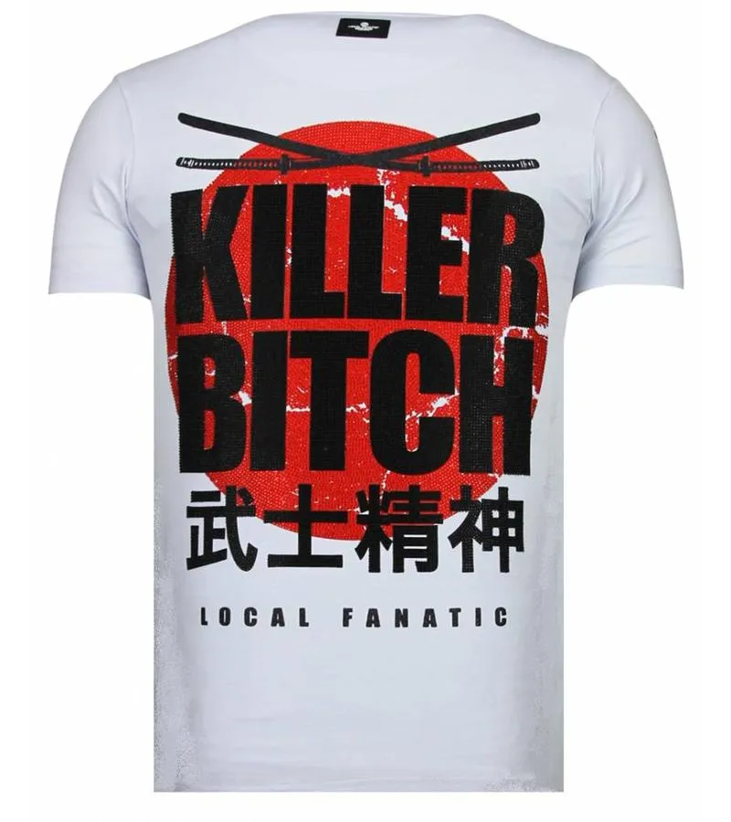 CAMISETAS  KILLER BITCH  RHINESTONE CAMISETAS  BLANCO