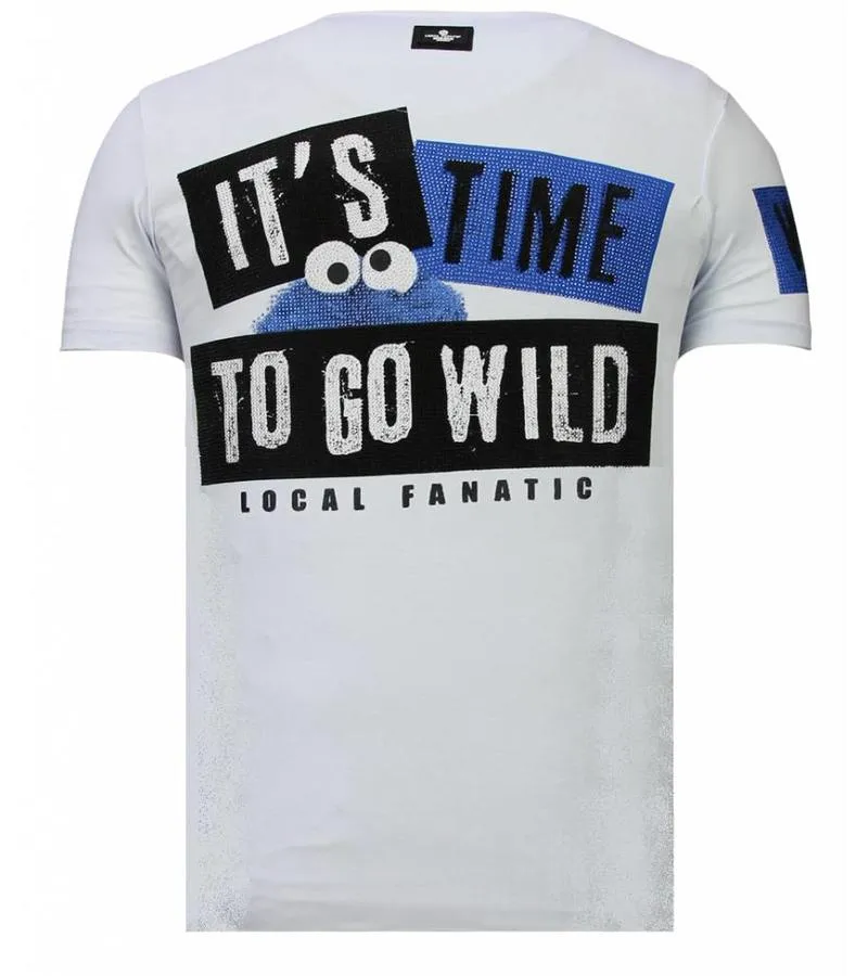 CAMISETAS  MONSTER PARTY  RHINESTONE CAMISETAS   BLANCO