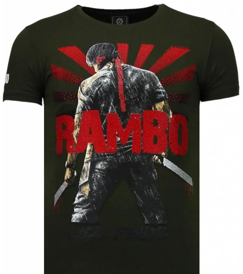 CAMISETAS  RAMBO SHINE RHINESTONE CAMISETAS PERSONALIZADAS  VERDE