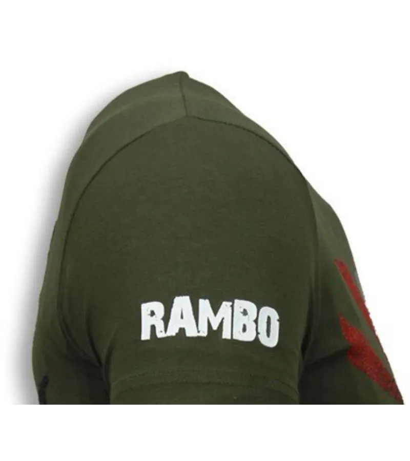 CAMISETAS  RAMBO SHINE RHINESTONE CAMISETAS PERSONALIZADAS  VERDE