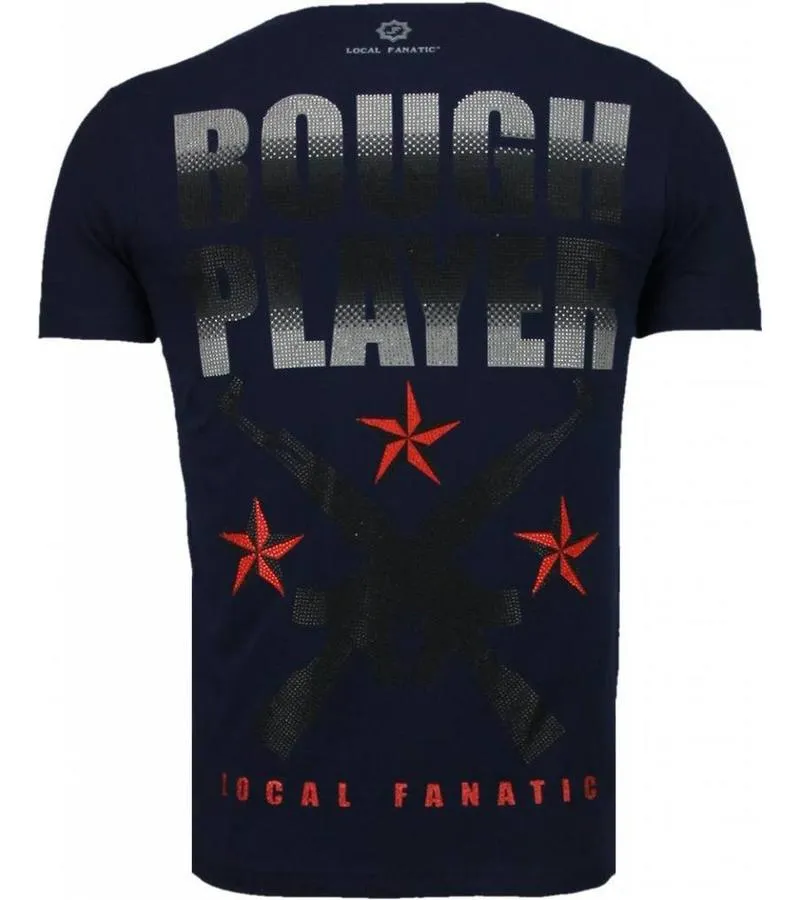 CAMISETAS  ROUGH PLAYER SKULL RHINESTONE CAMISETAS PERSONALIZADAS  AZUL