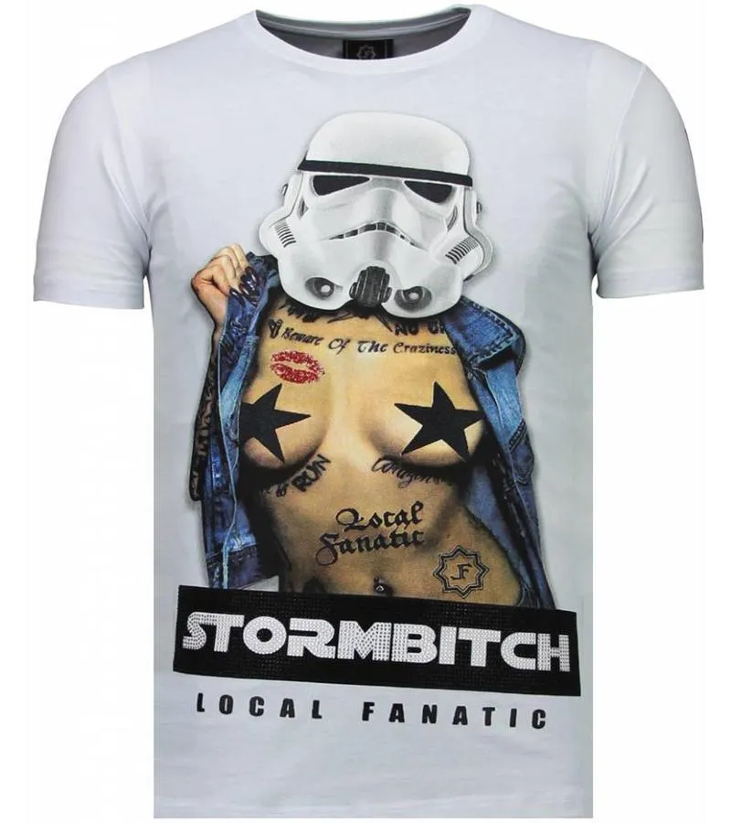 CAMISETAS  STORMBITCH RHINESTONE CAMISETAS PERSONALIZADAS  BLANCO