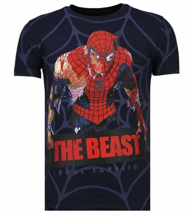 CAMISETAS  THE BEAST SPIDER  RHINESTONE CAMISETAS  AZUL