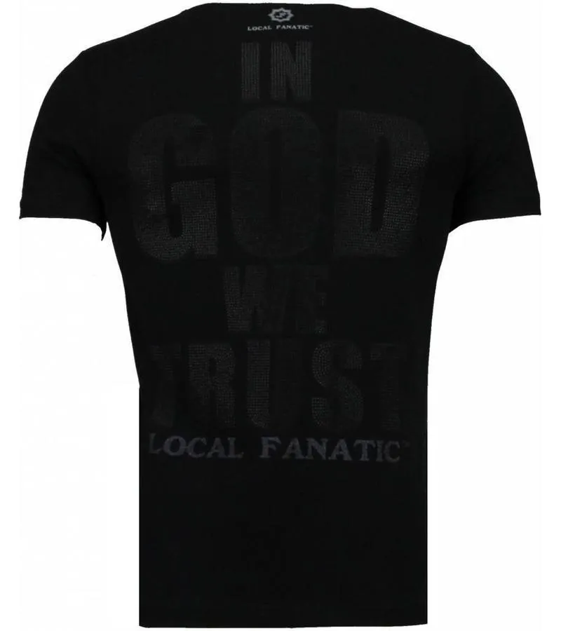 CAMISETAS  TRUST IN MY POWER RHINESTONE CAMISETAS PERSONALIZADAS  NEGRO