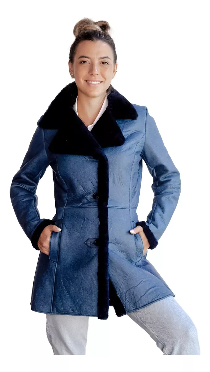 CAMPERA DE CUERO DE OVEJA DE MUJER CENIZA  MODELO: SOL.D