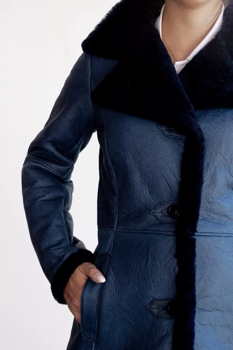 CAMPERA DE CUERO DE OVEJA DE MUJER CENIZA  MODELO: SOL.D
