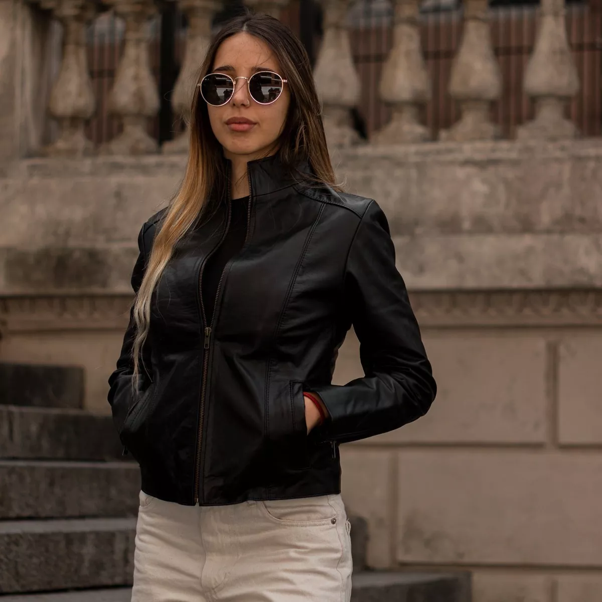 CAMPERA DE CUERO DE VACA DE MUJER, CUERO VACUNO 100%  128