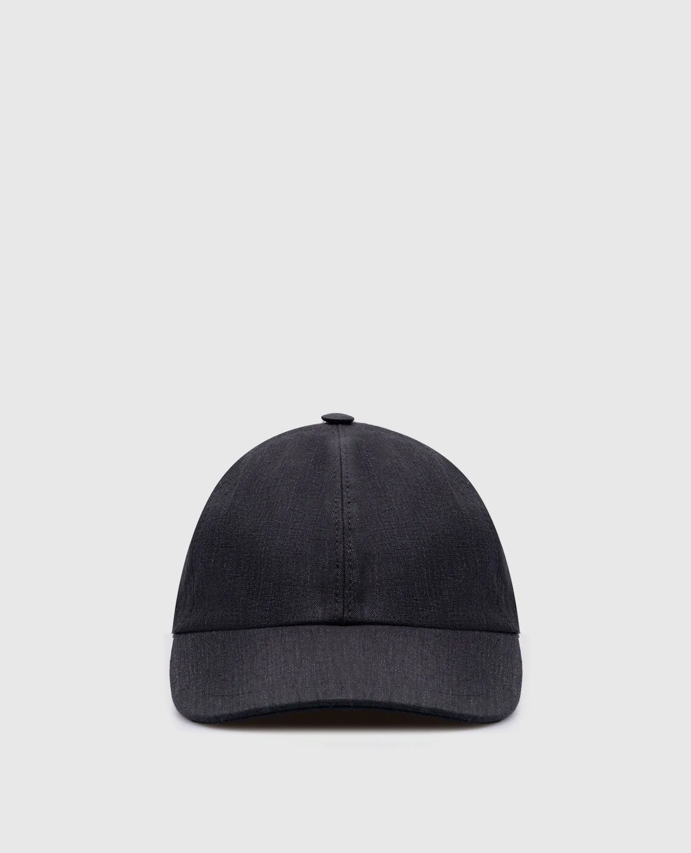 CAPOBIANCO Blue linen cap with metallic logo