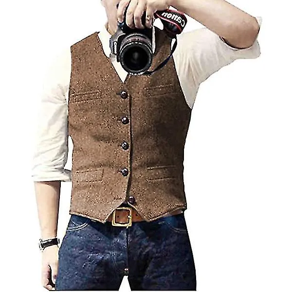 Chalecos de negocios casuales para hombres, chaleco ligero Chaleco de traje de ajuste delgado