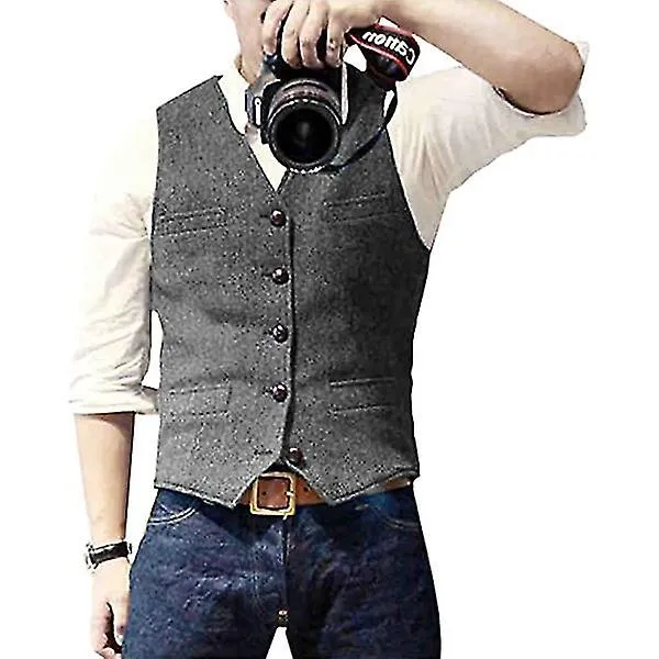 Chalecos de negocios casuales para hombres, chaleco ligero Chaleco de traje de ajuste delgado
