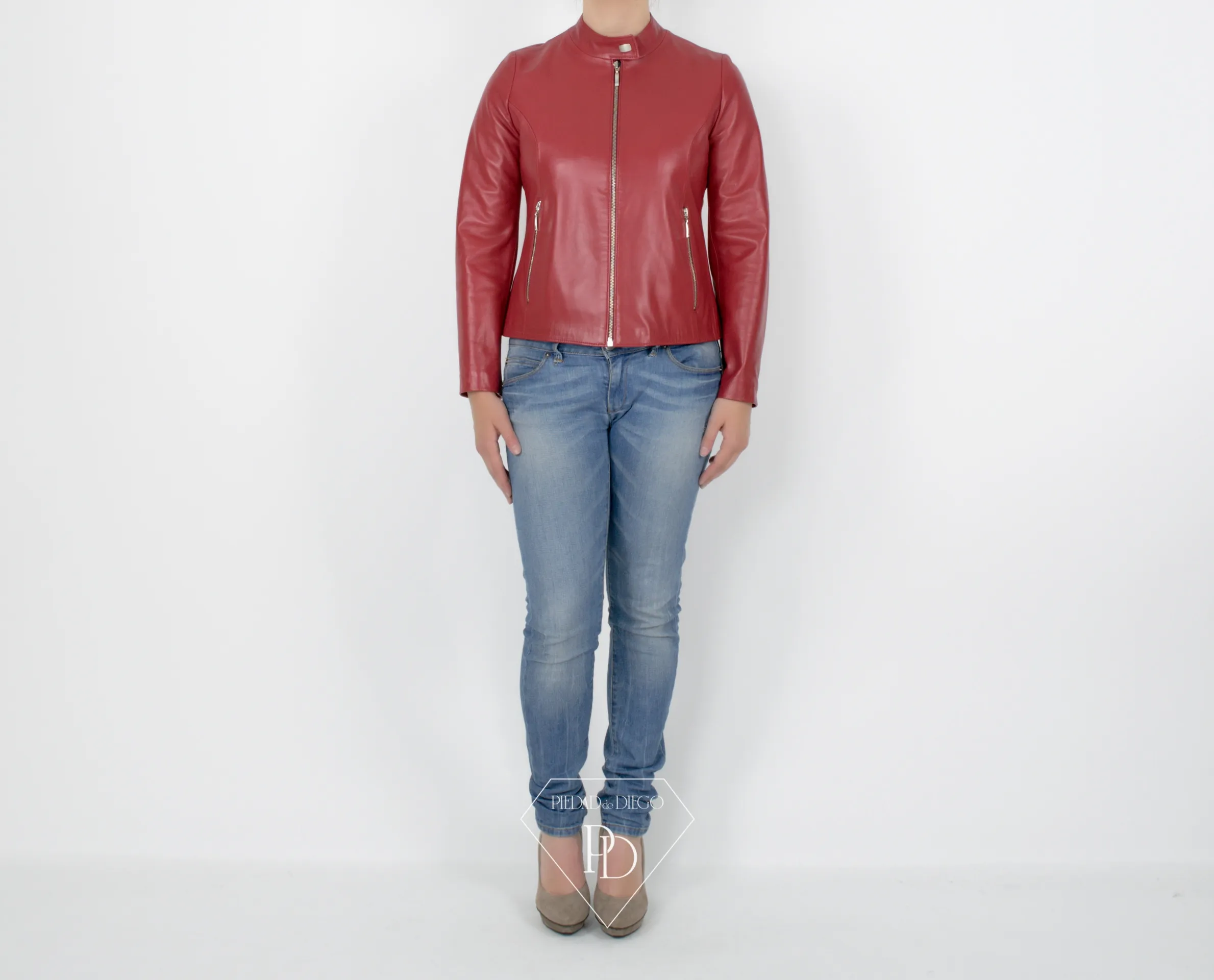 Chaqueta de Cuero mujer Cereza