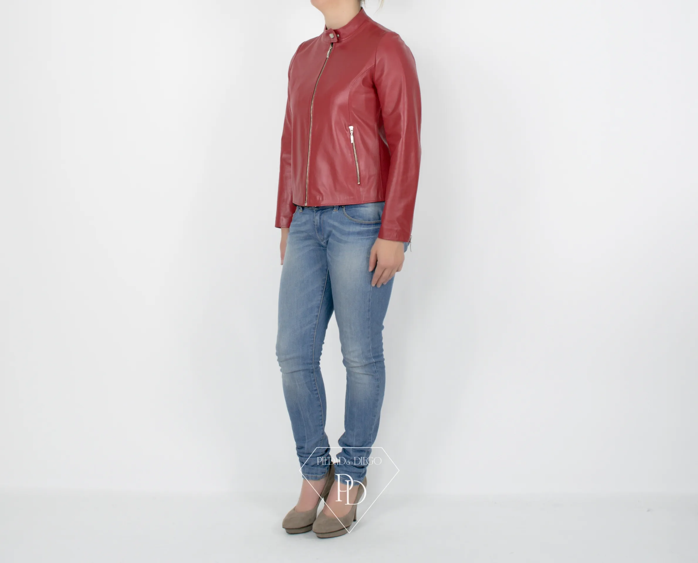 Chaqueta de Cuero mujer Cereza