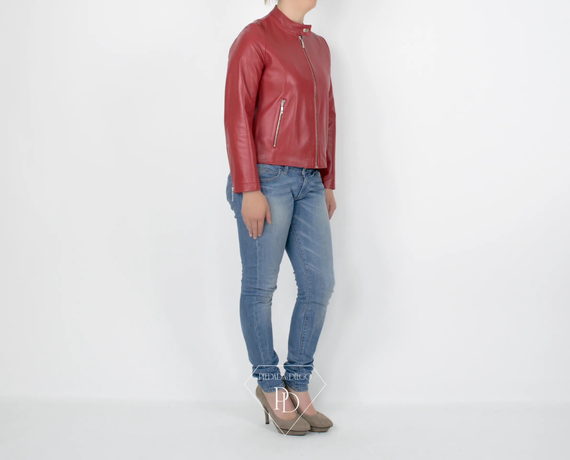 Chaqueta de Cuero mujer Cereza