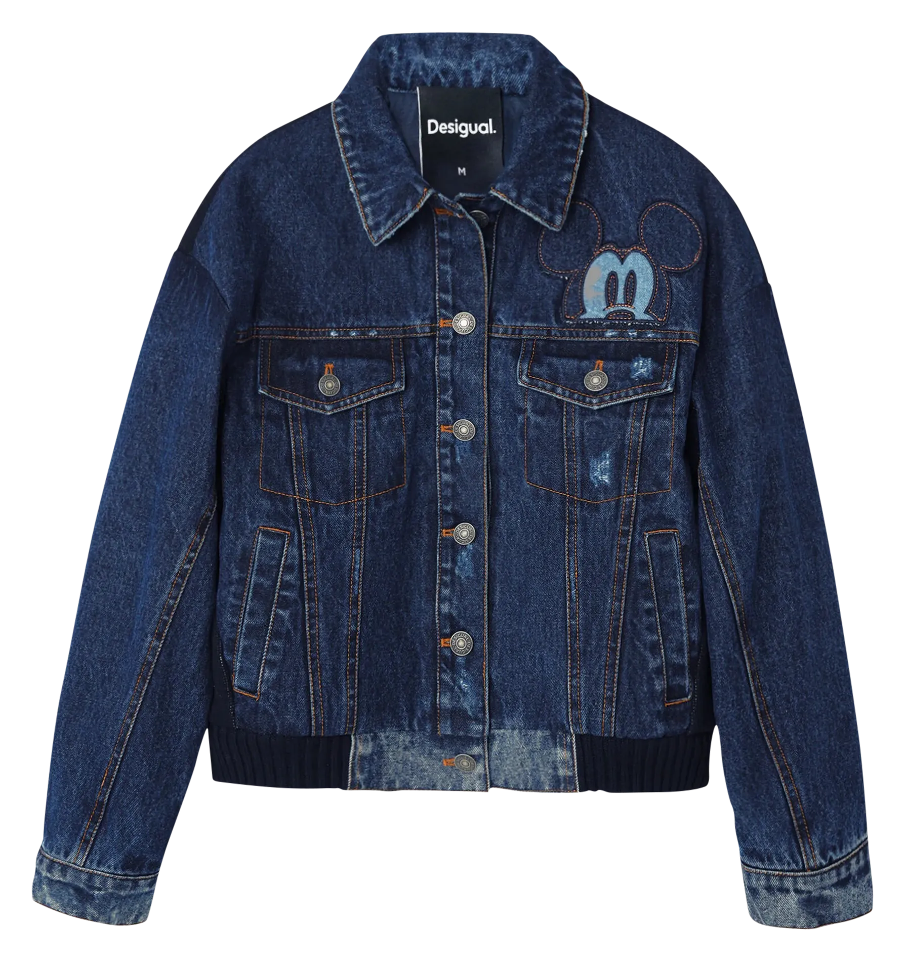 Chaqueta de mezclilla de algodón con cuello clásico. en azul