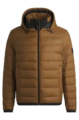 Chaqueta de plumón repelente al agua con logo tonal