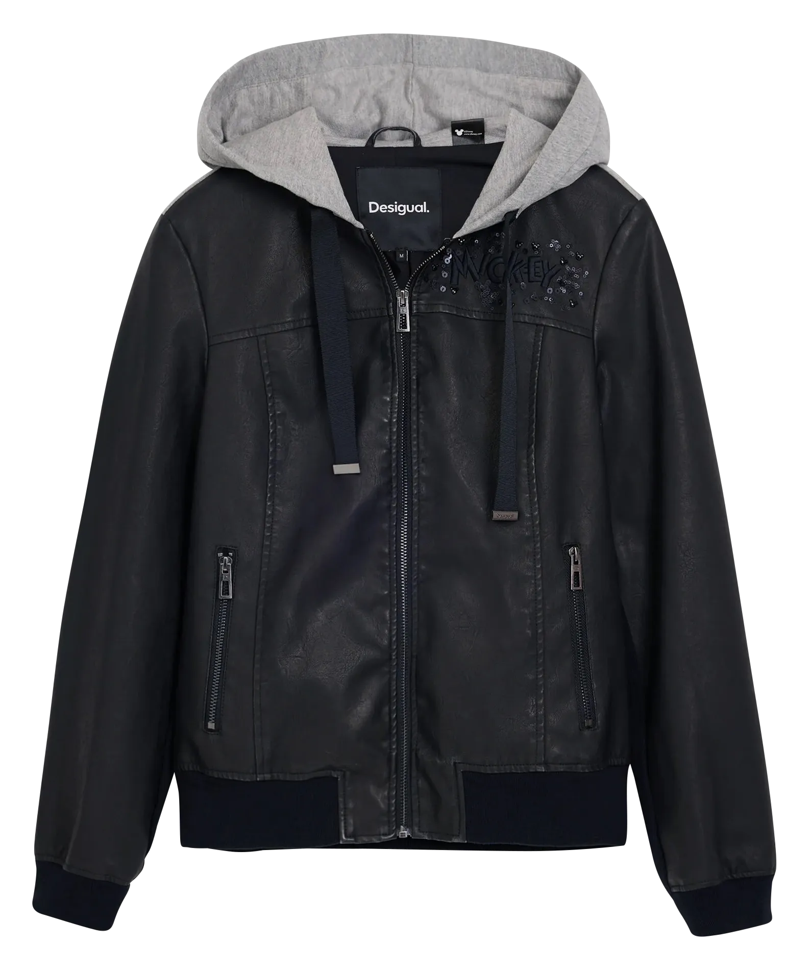 Chaqueta recta de algodón mezclado serigrafiado en negro