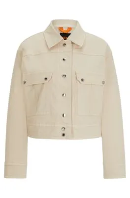 Chaqueta relaxed fit de sarga de algodón elástico