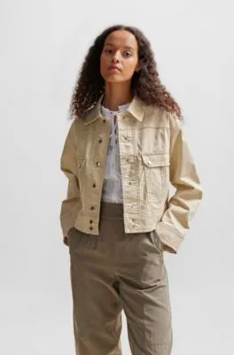 Chaqueta relaxed fit de sarga de algodón elástico
