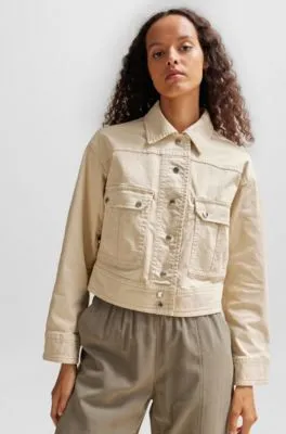 Chaqueta relaxed fit de sarga de algodón elástico
