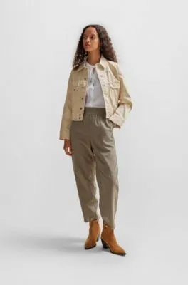 Chaqueta relaxed fit de sarga de algodón elástico