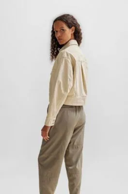 Chaqueta relaxed fit de sarga de algodón elástico