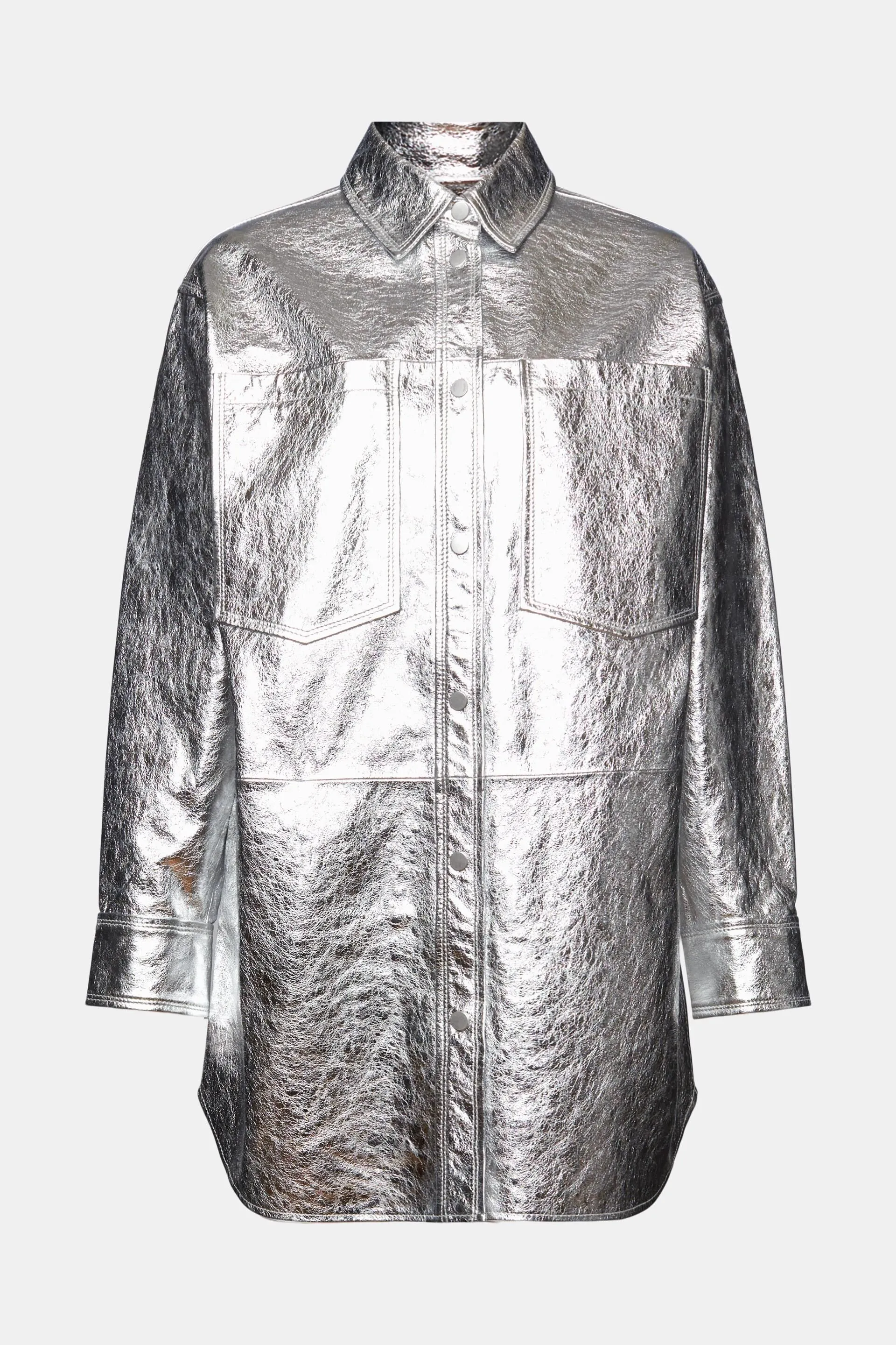 Chaqueta revestida de cuero metalizado