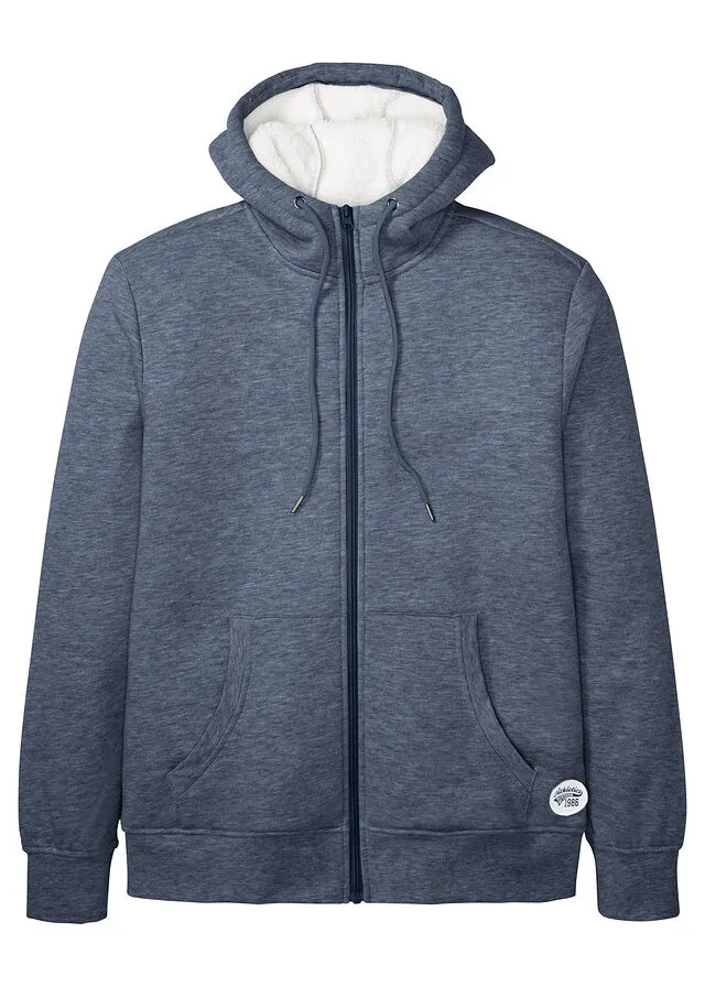 CHAQUETA TéRMICA CON FORRO POLAR AZUL OSCUROBLANCO LANA JASPEADO