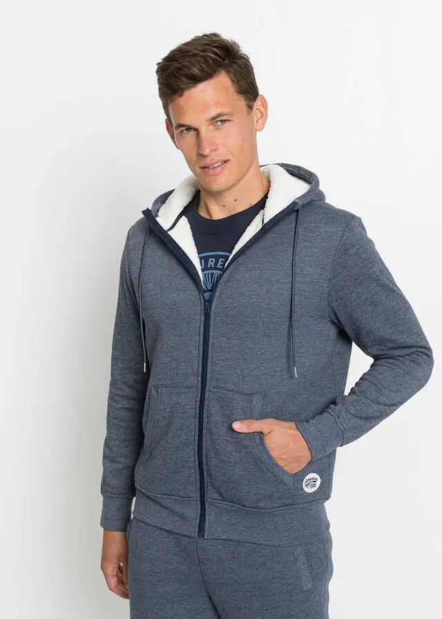 CHAQUETA TéRMICA CON FORRO POLAR AZUL OSCUROBLANCO LANA JASPEADO