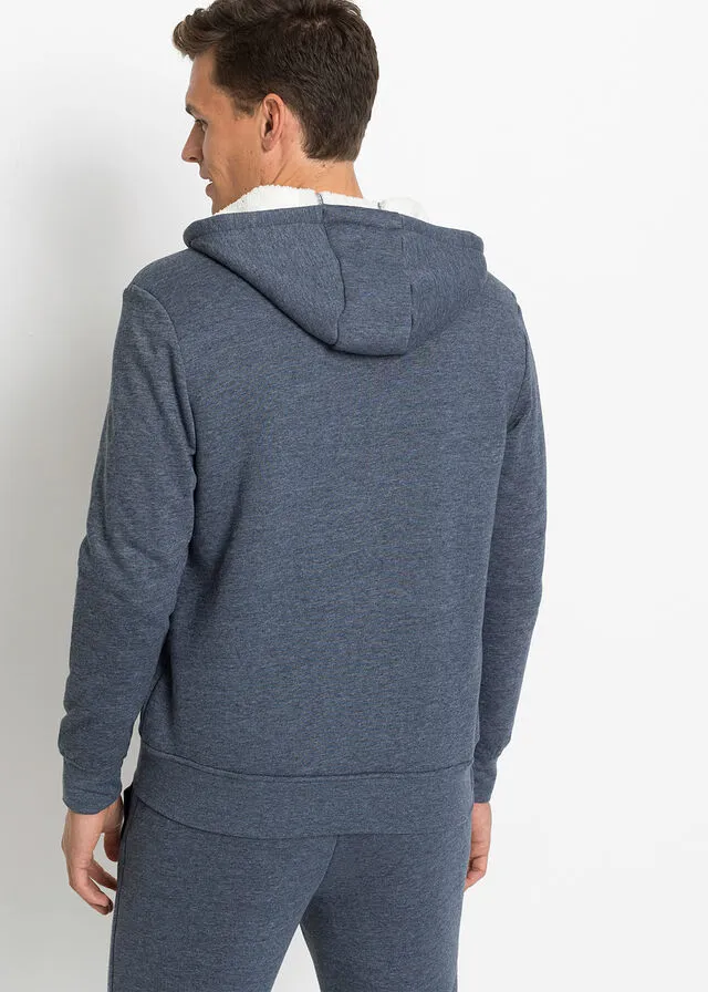 CHAQUETA TéRMICA CON FORRO POLAR AZUL OSCUROBLANCO LANA JASPEADO