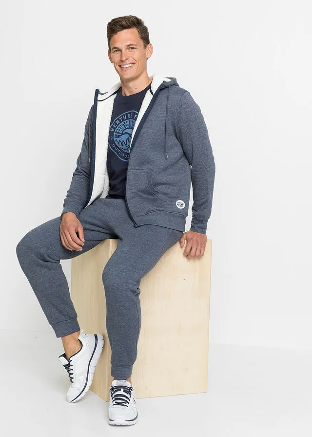 CHAQUETA TéRMICA CON FORRO POLAR AZUL OSCUROBLANCO LANA JASPEADO