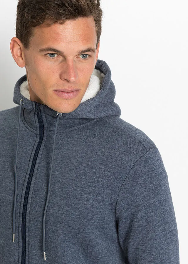 CHAQUETA TéRMICA CON FORRO POLAR AZUL OSCUROBLANCO LANA JASPEADO